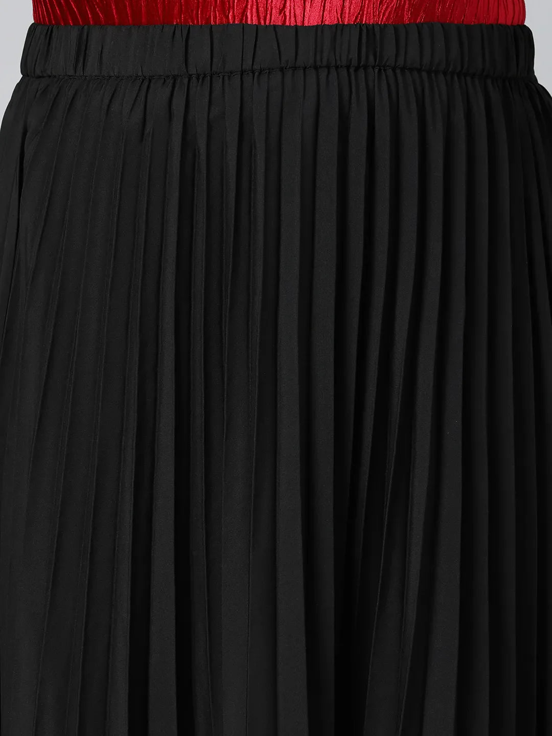 Romantic Black Elasticated Pleated Plus Size Skirt