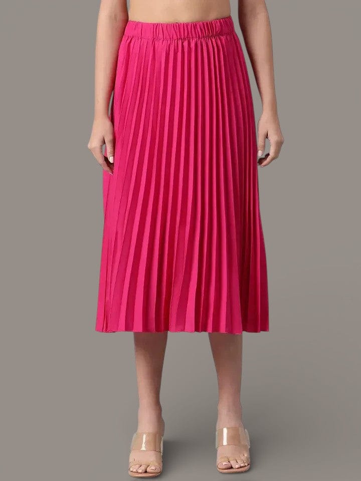 Perky Pink Elasticated Pleated Skirt for Trendiness