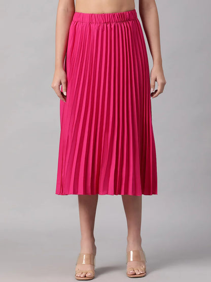 Perky Pink Elasticated Pleated Skirt for Trendiness