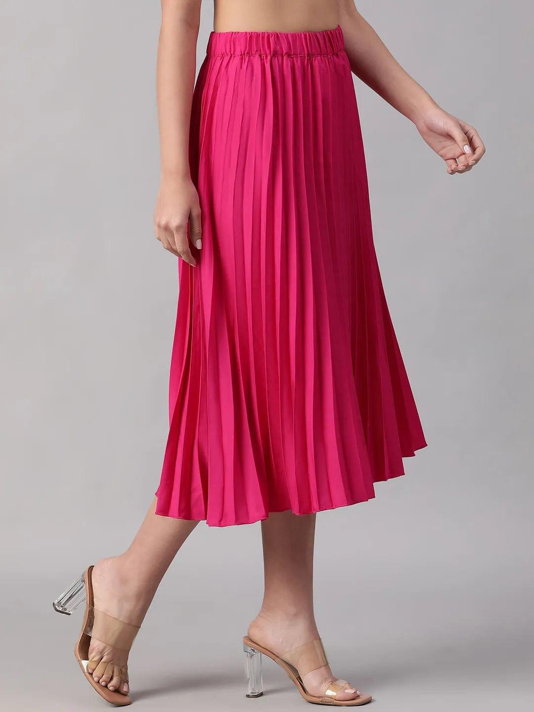 Perky Pink Elasticated Pleated Skirt for Trendiness