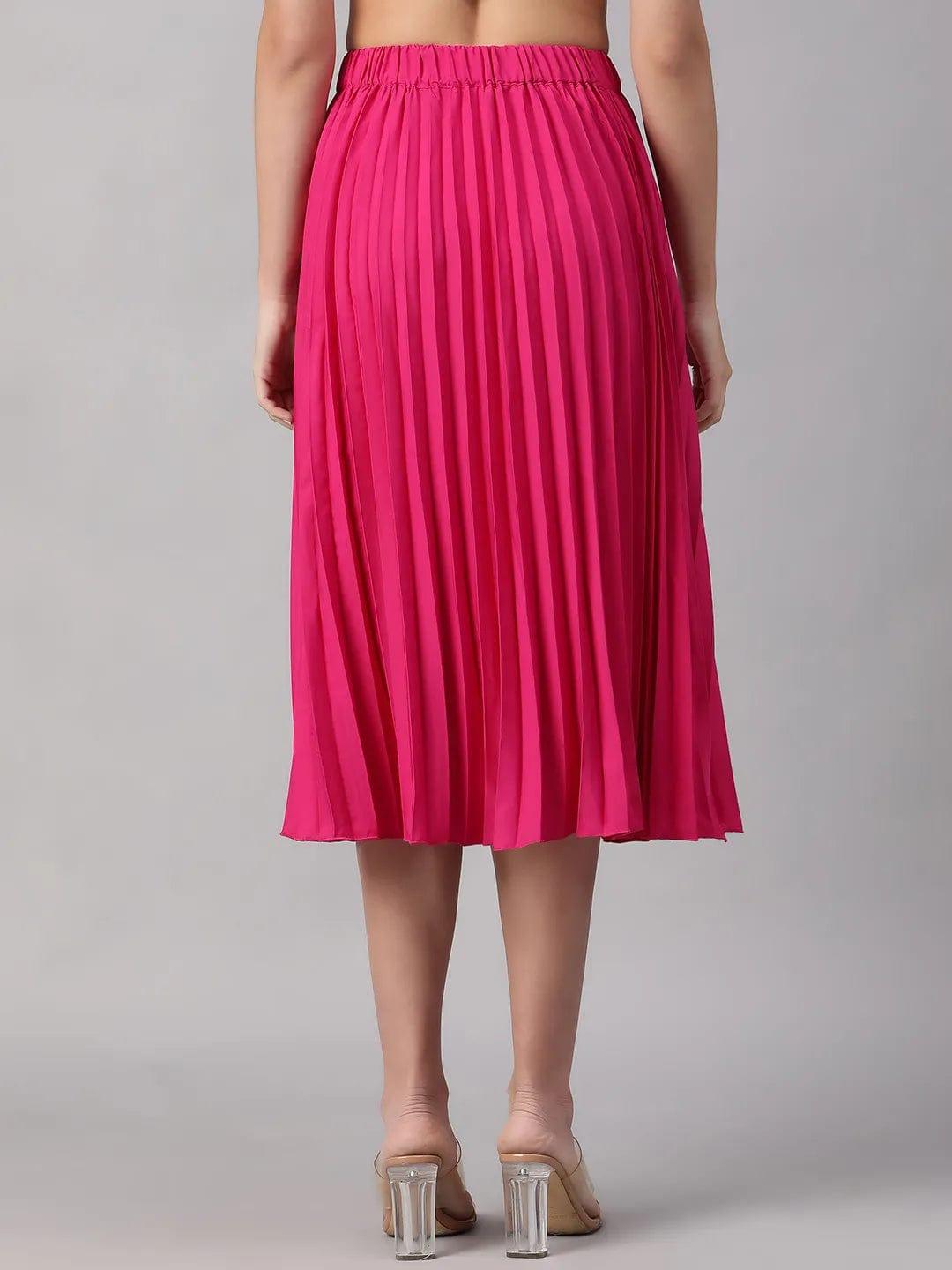 Perky Pink Elasticated Pleated Skirt for Trendiness