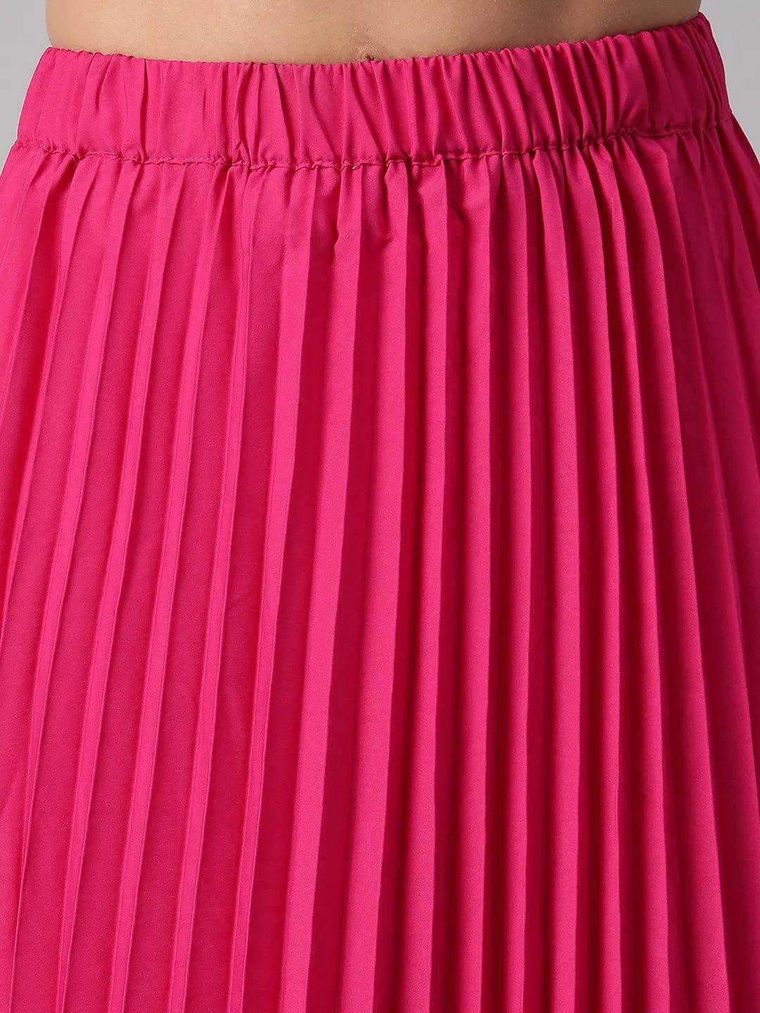 Perky Pink Elasticated Pleated Skirt for Trendiness