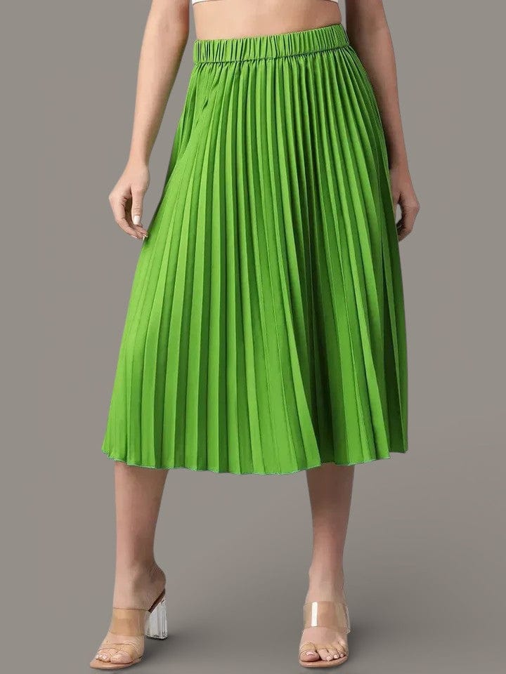 Mable Green Elasticated Pleated Skirt for Style