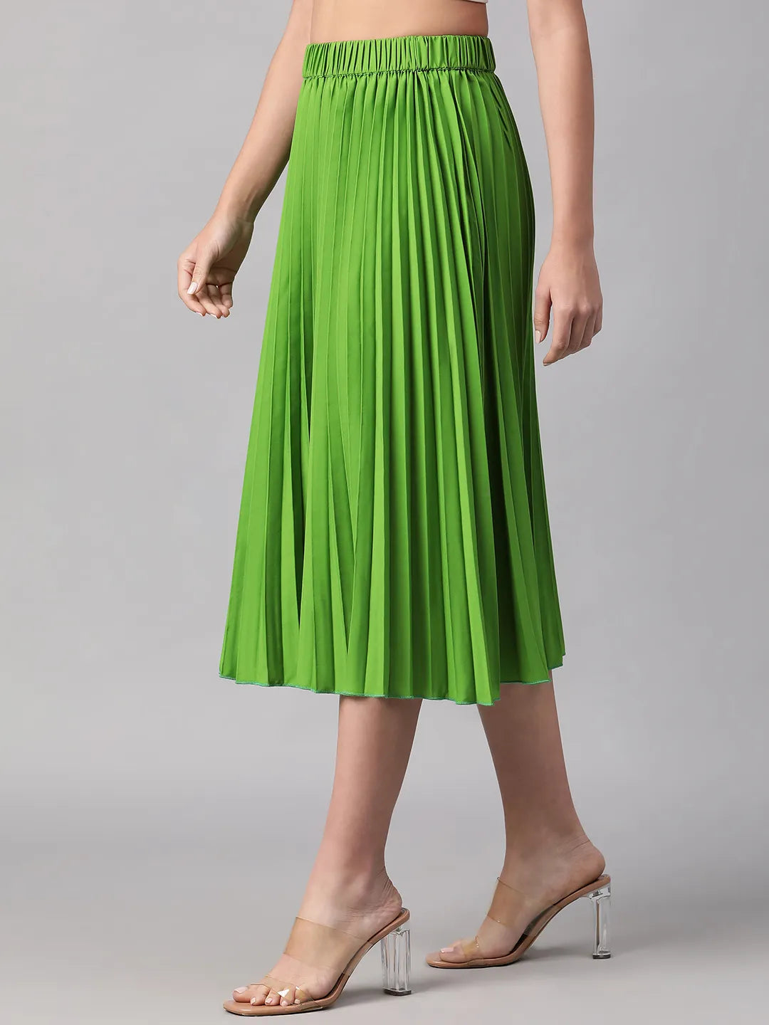 Mable Green Elasticated Pleated Skirt for Style