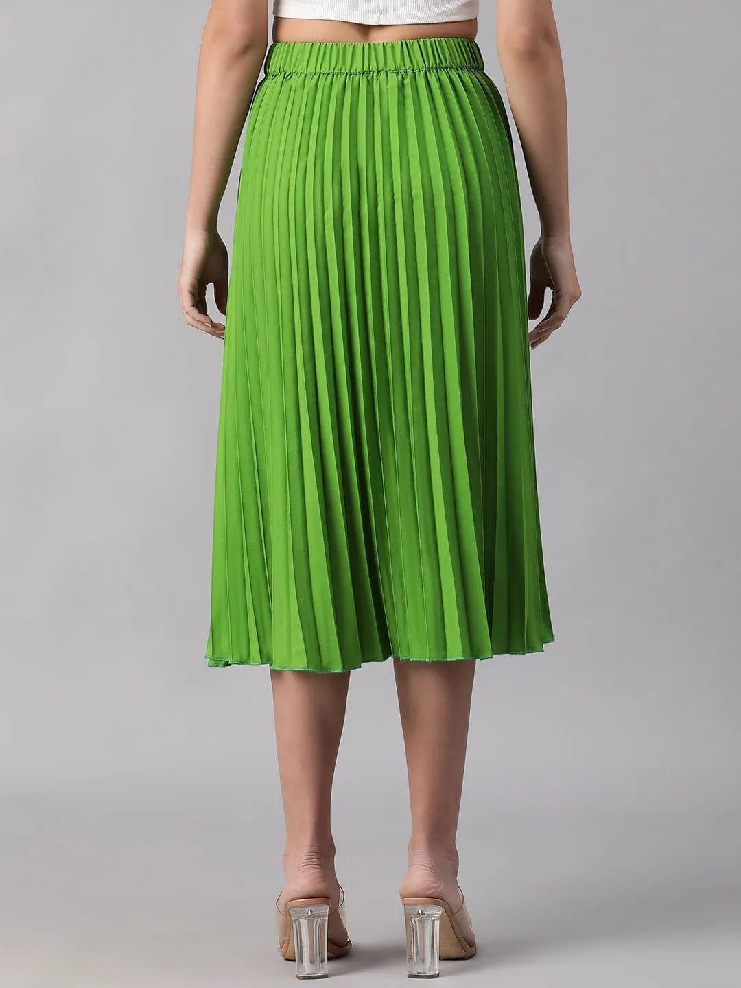 Mable Green Elasticated Pleated Skirt for Style