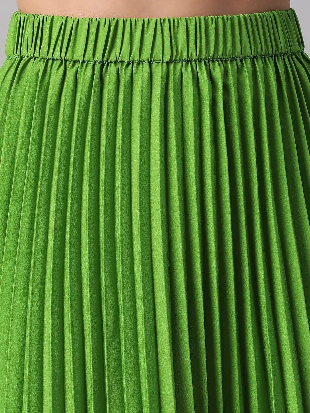 Mable Green Elasticated Pleated Skirt for Style