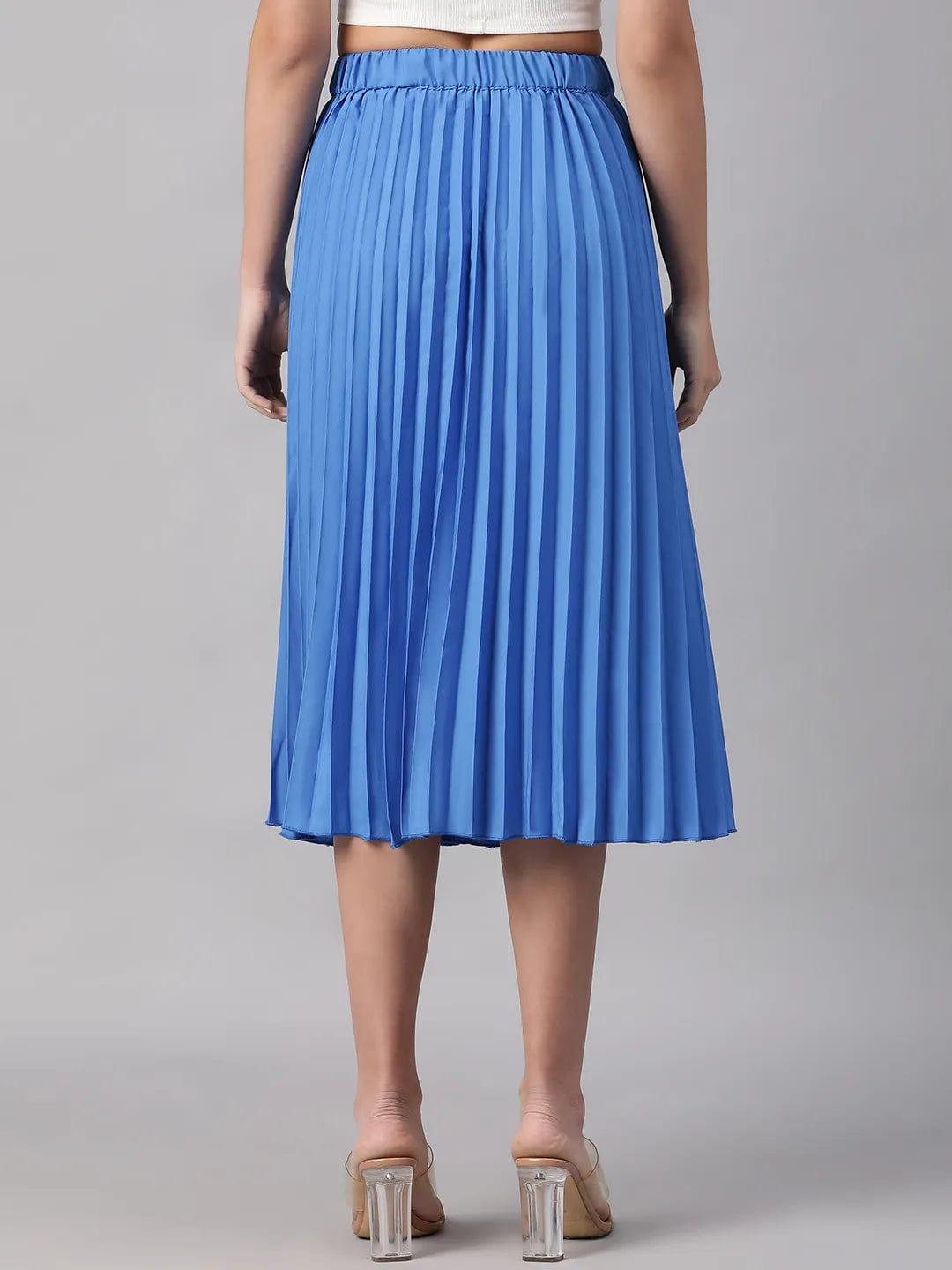 Oceanic Blue Elasticated Pleated Skirt for Comfort