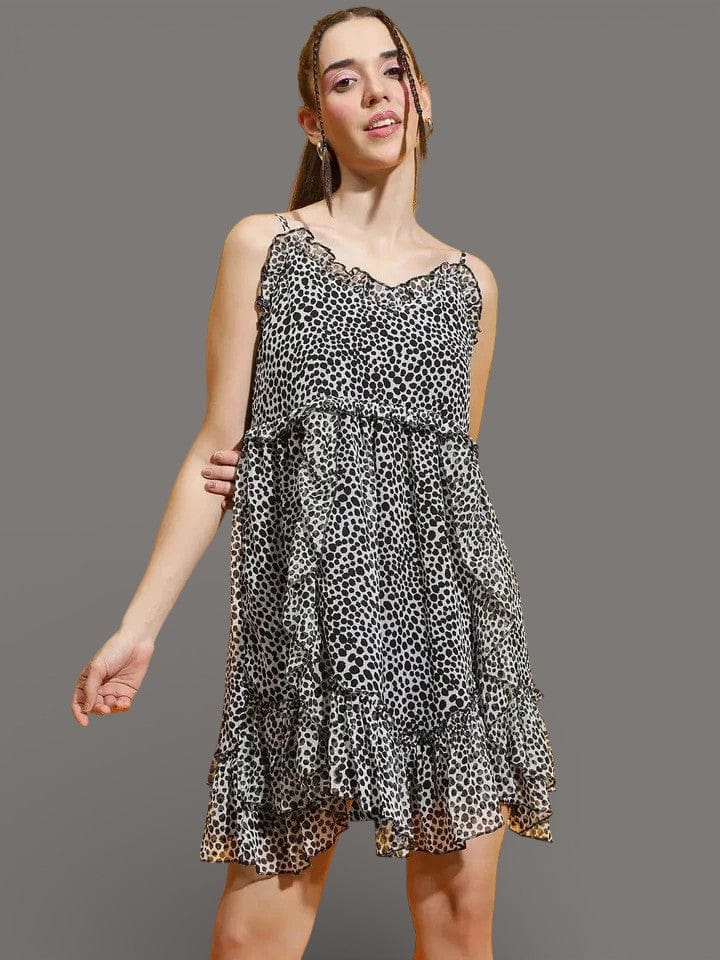 White Animal Print Dress