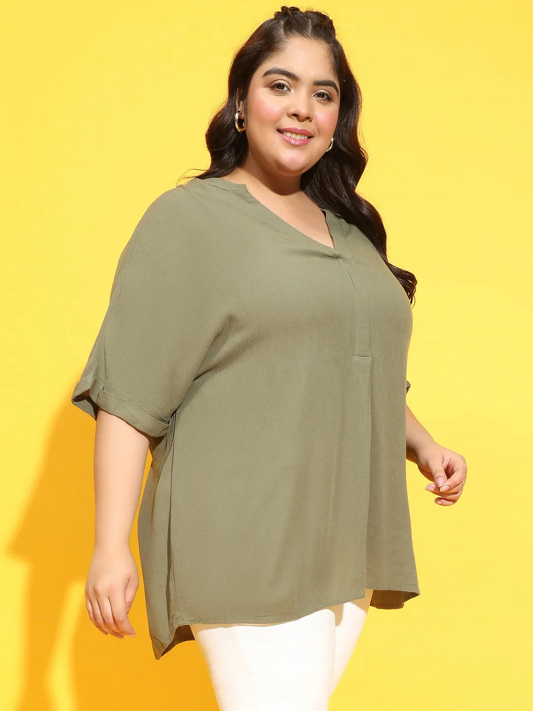 Forestry Green Short Sleeve Plus Size Top