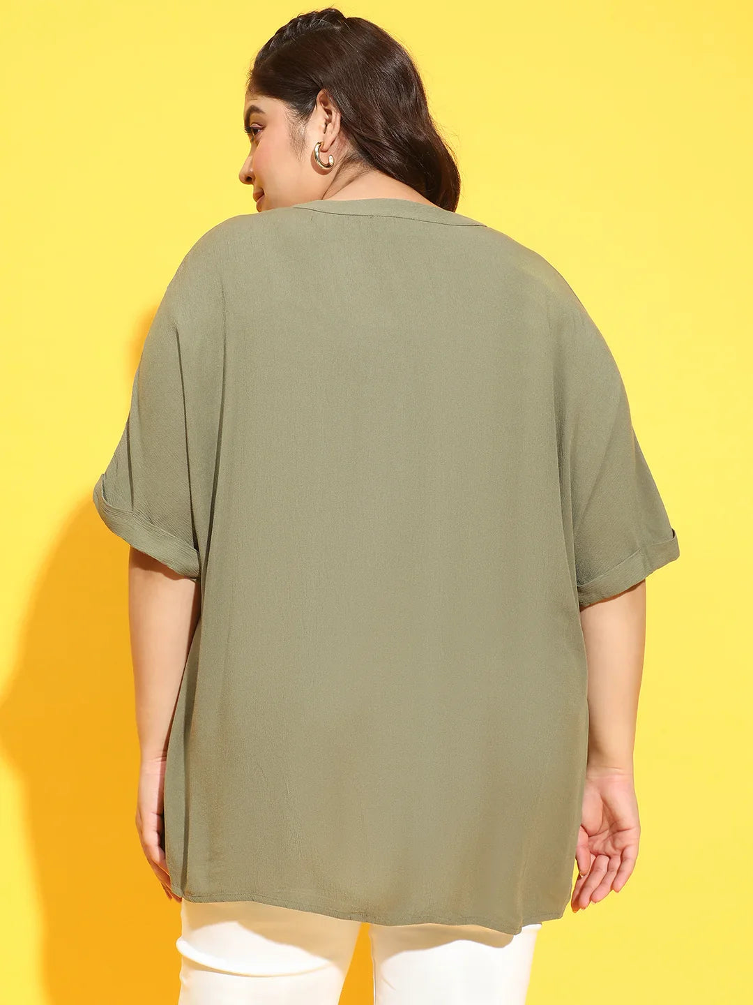 Forestry Green Short Sleeve Plus Size Top