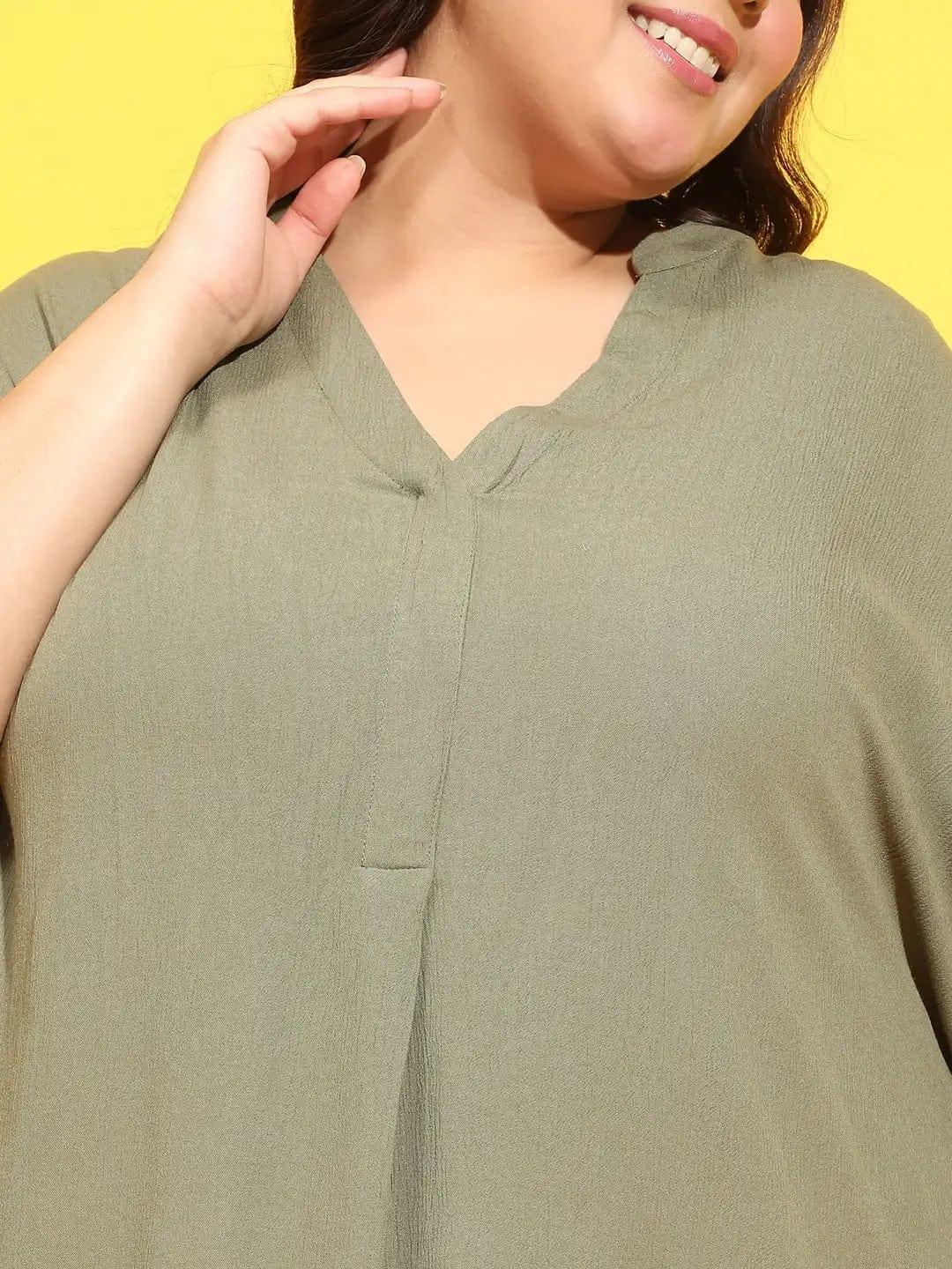 Forestry Green Short Sleeve Plus Size Top