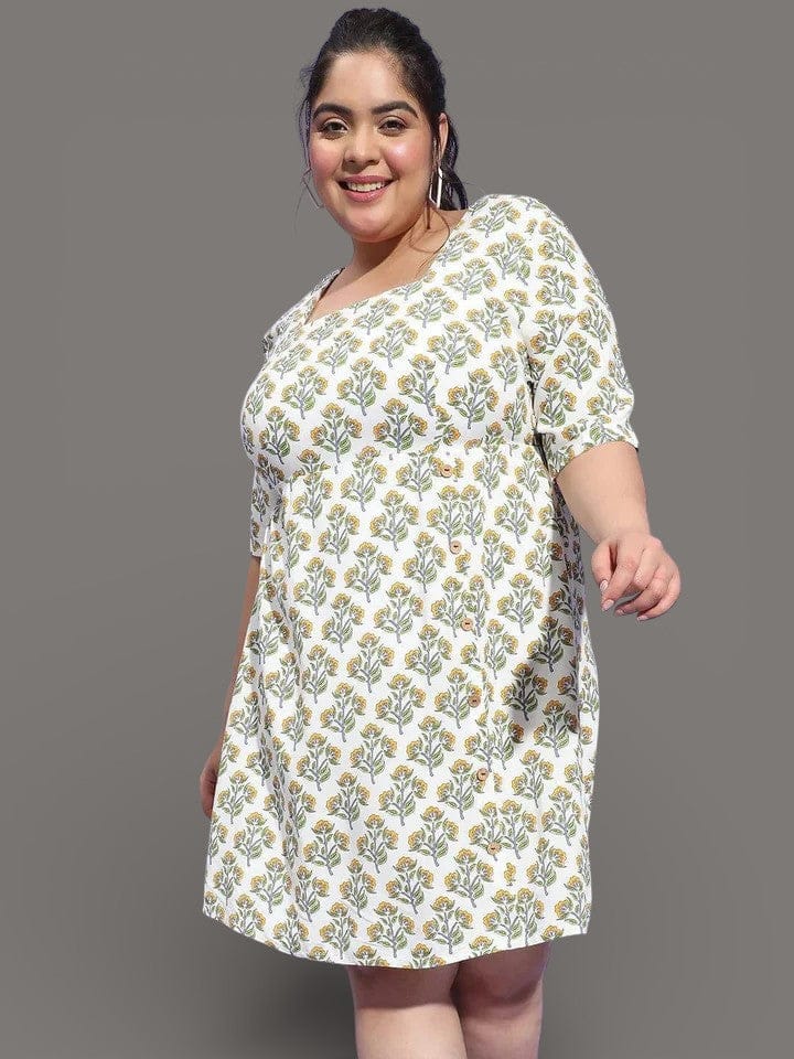 Plus Size Multicolor Floral Print Dress