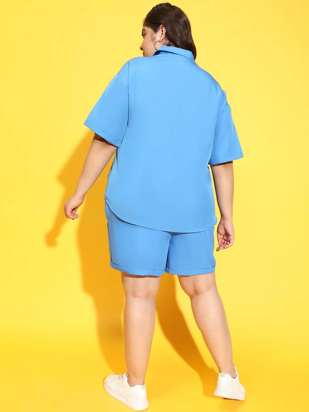 Horizon Blue Shirt and Shorts Plus Size Co-Ord Set