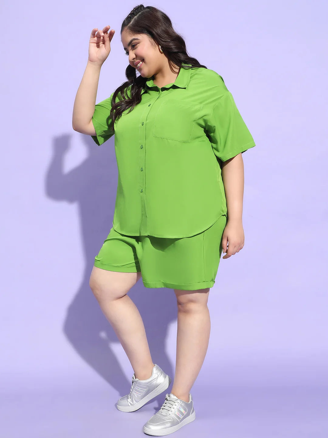 Emerald Green Shirt and Shorts Plus Size Co-Ord Set