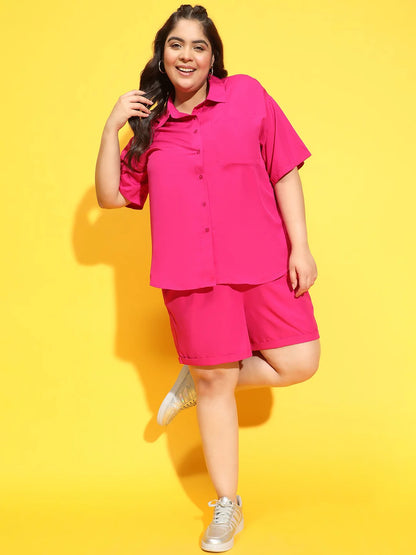 Blush Pink Shirt and Shorts Plus Size Set Now