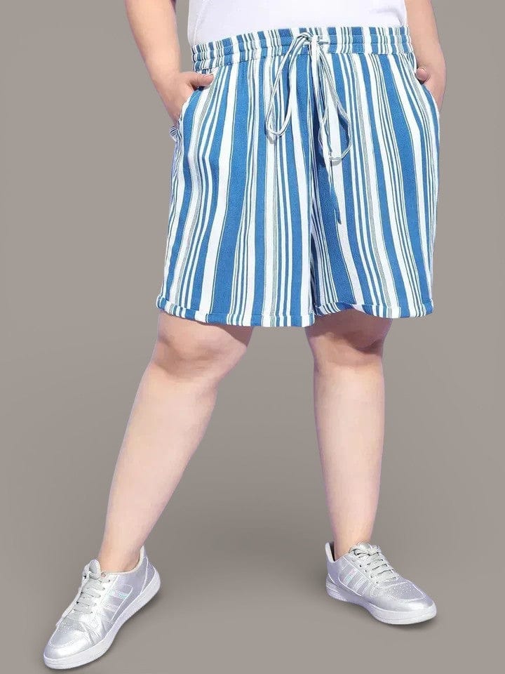 Plus Size Blue Stripe Short