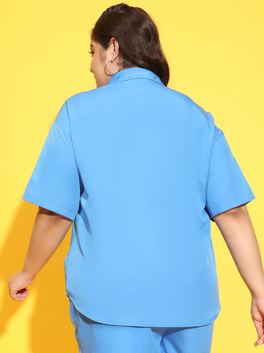 Wondrous Blue Button Down Short Sleeve Plus Size Shirt