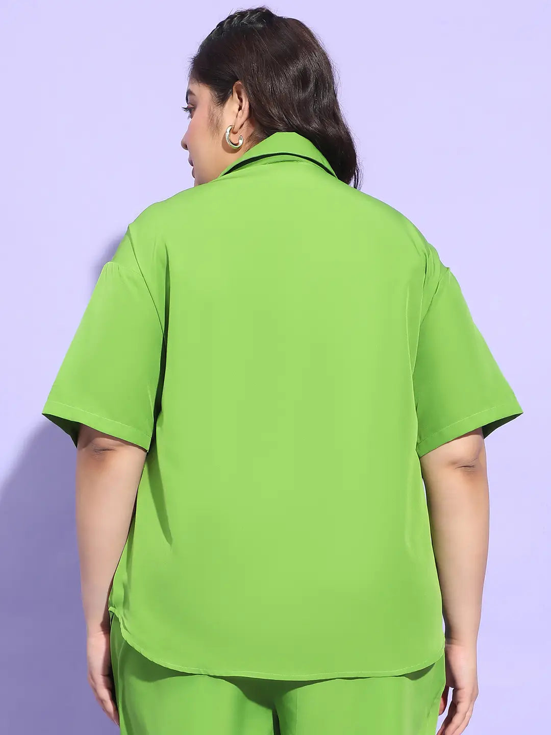 Unique Green Button Down Short Sleeve Plus Size Shirt