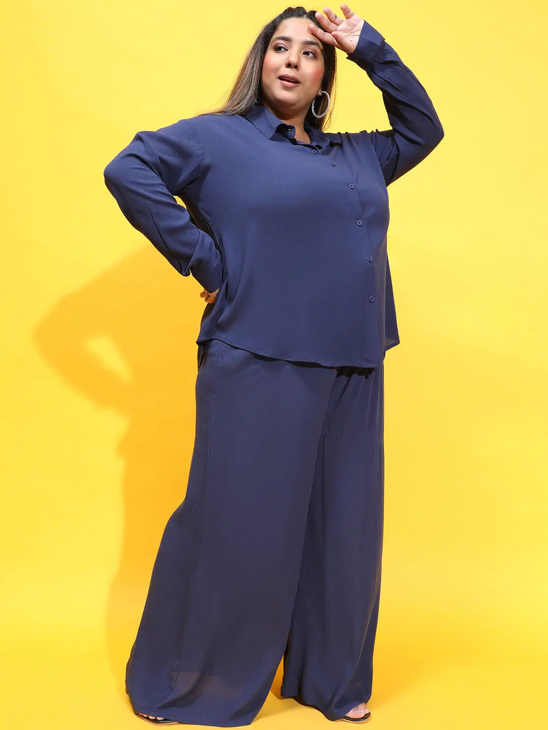 Cambridge Navy Blue Shirt and Pant Plus Size Set