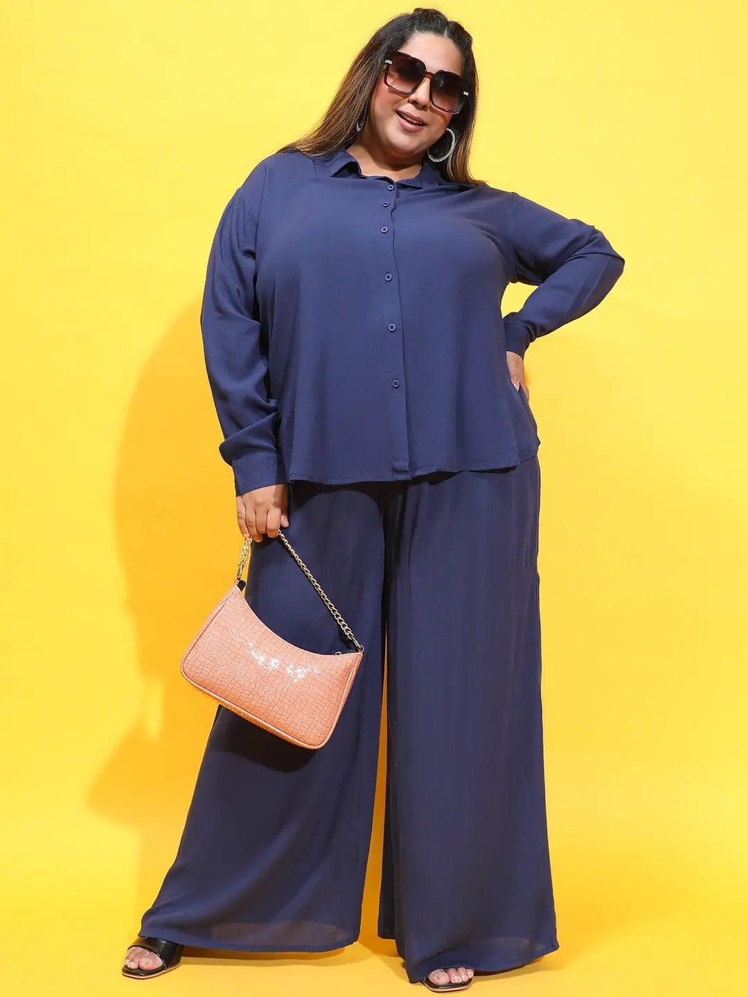 Cambridge Navy Blue Shirt and Pant Plus Size Set