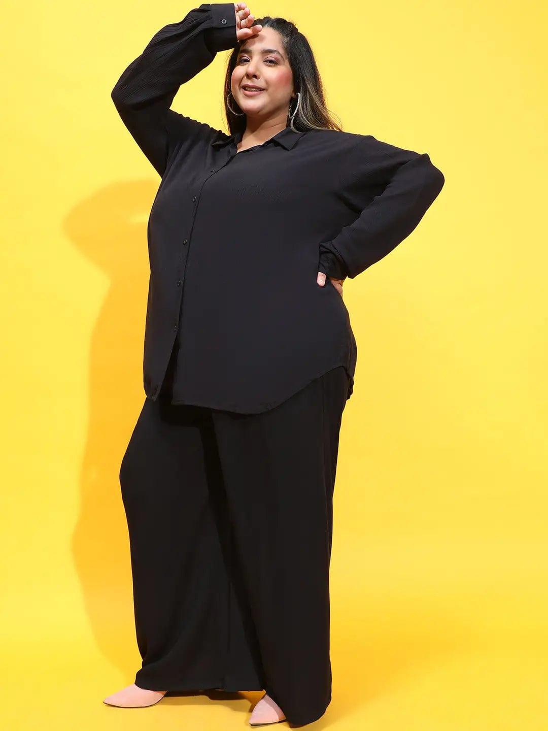 All Rounder New Black Shirt and Pant Plus Size Co-Ord Set