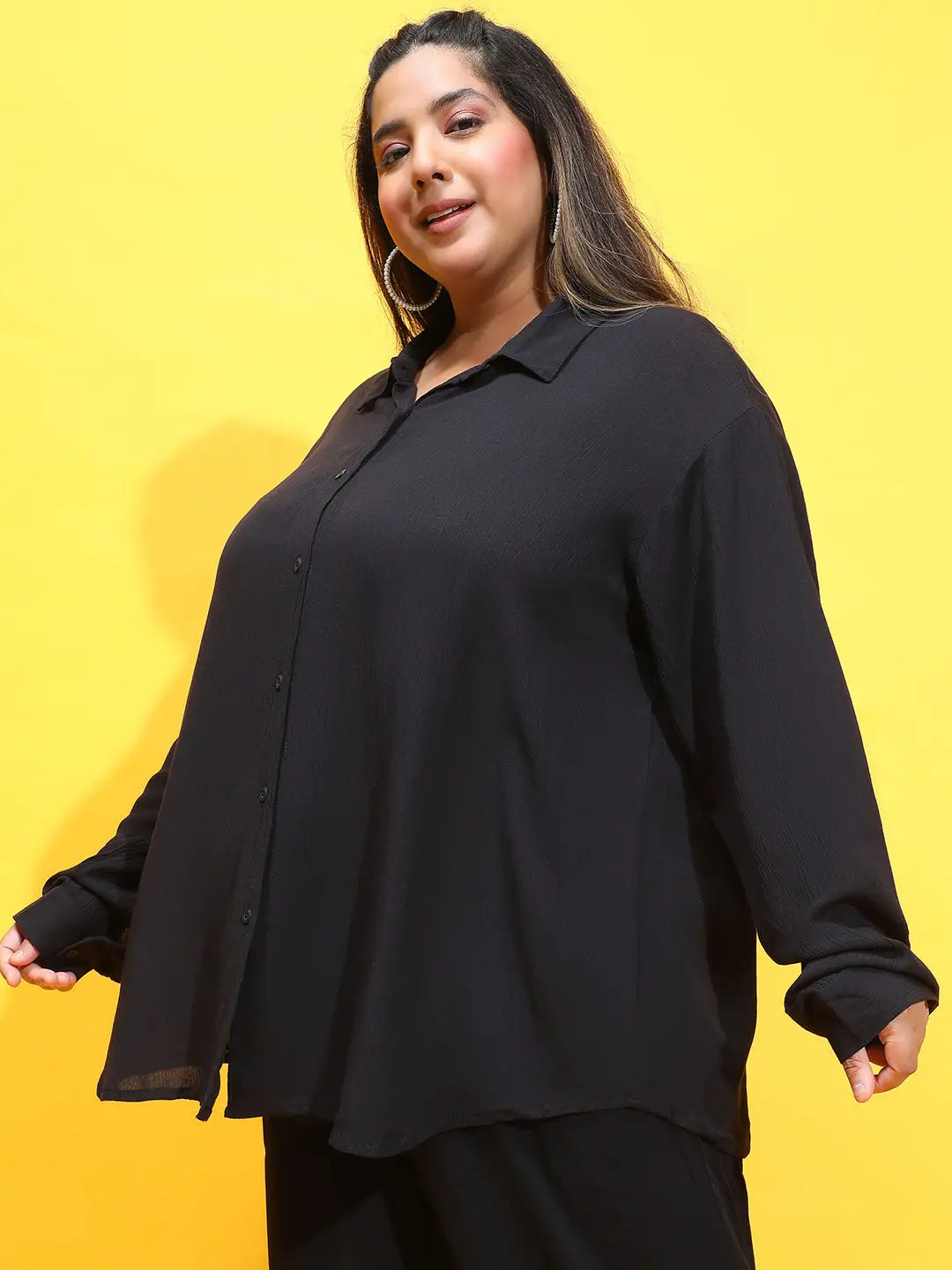 Boss Black Collared Long Sleeve Plus Size Shirt