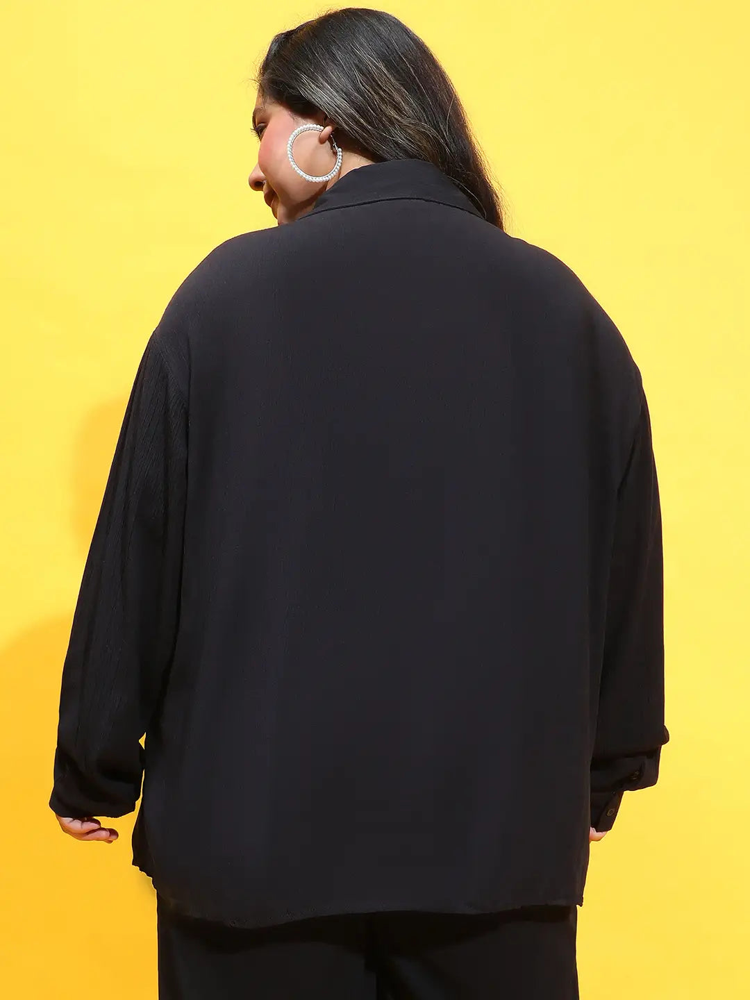 Boss Black Collared Long Sleeve Plus Size Shirt