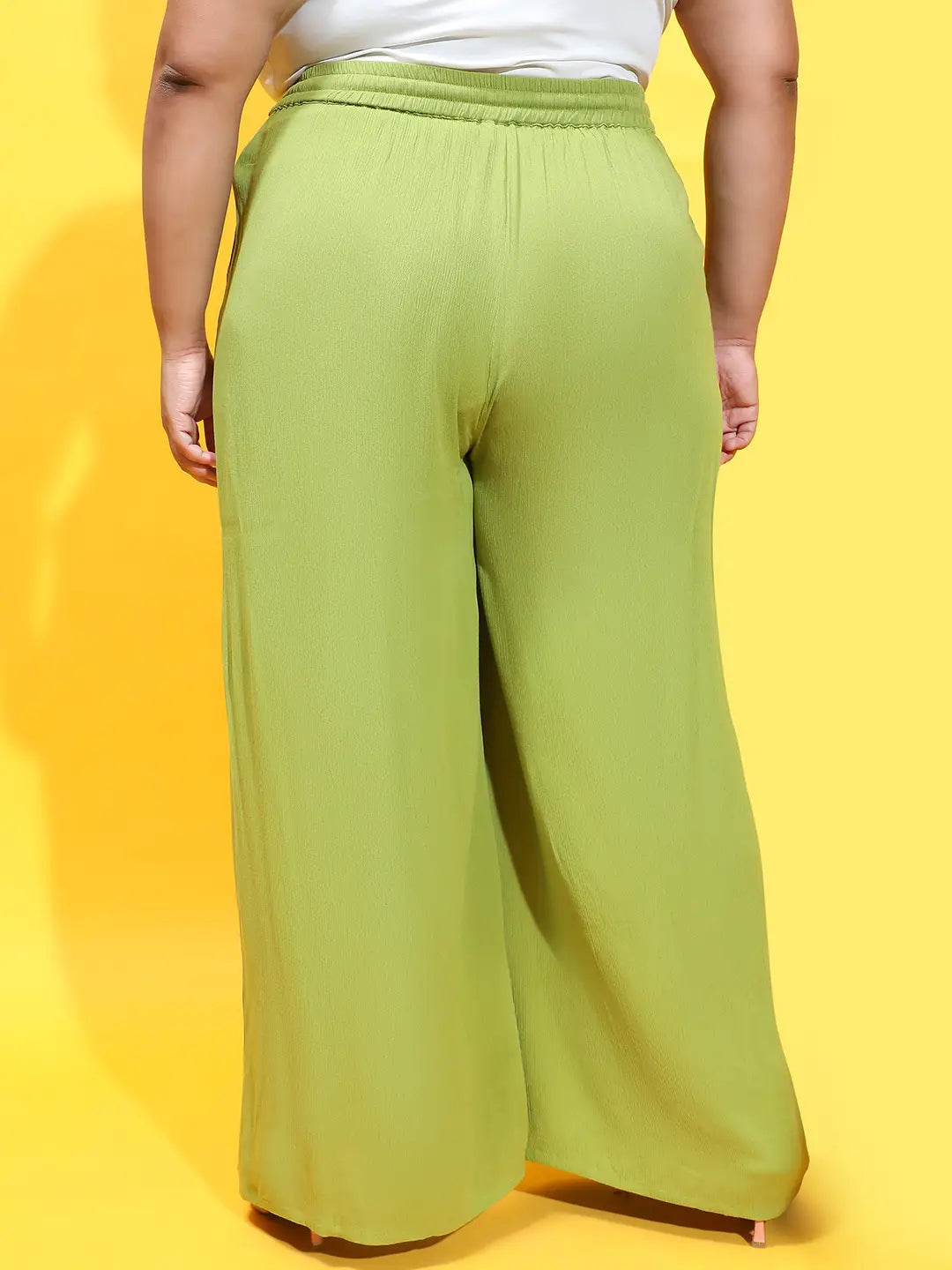 Grassplot Green Elasticated Tie-Knot Plus Size Pant