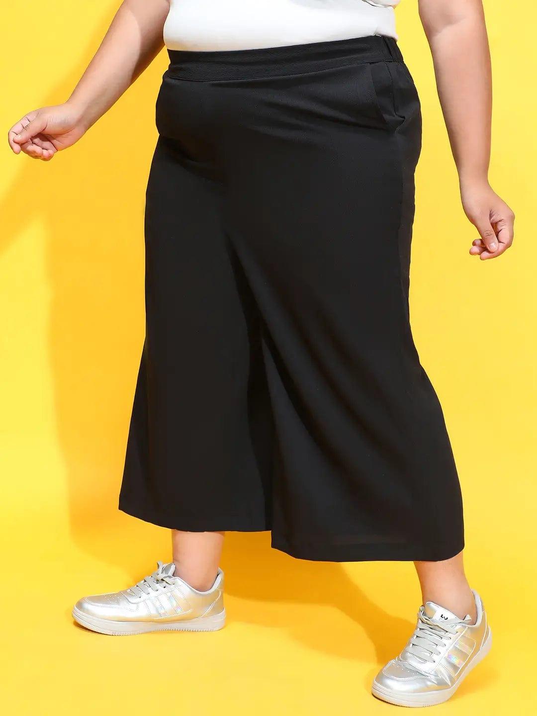 Brand New Solid Black Elasticated Plus Size Culottes