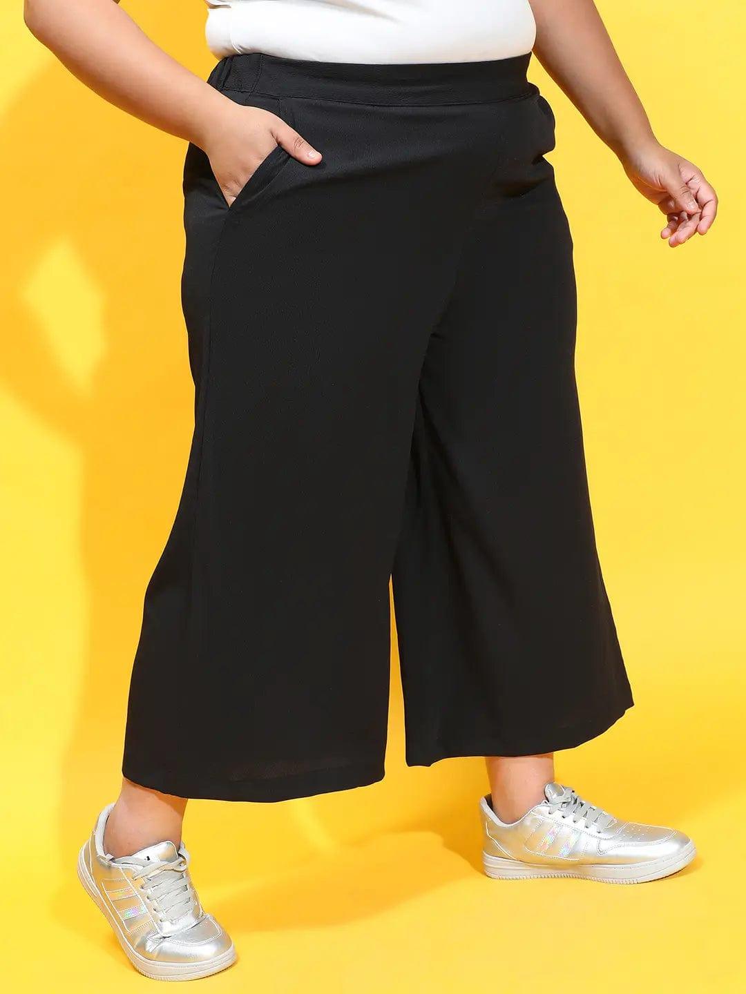 Brand New Solid Black Elasticated Plus Size Culottes