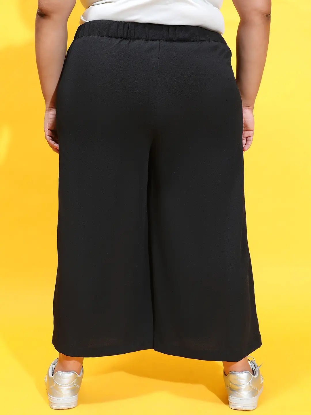 Brand New Solid Black Elasticated Plus Size Culottes