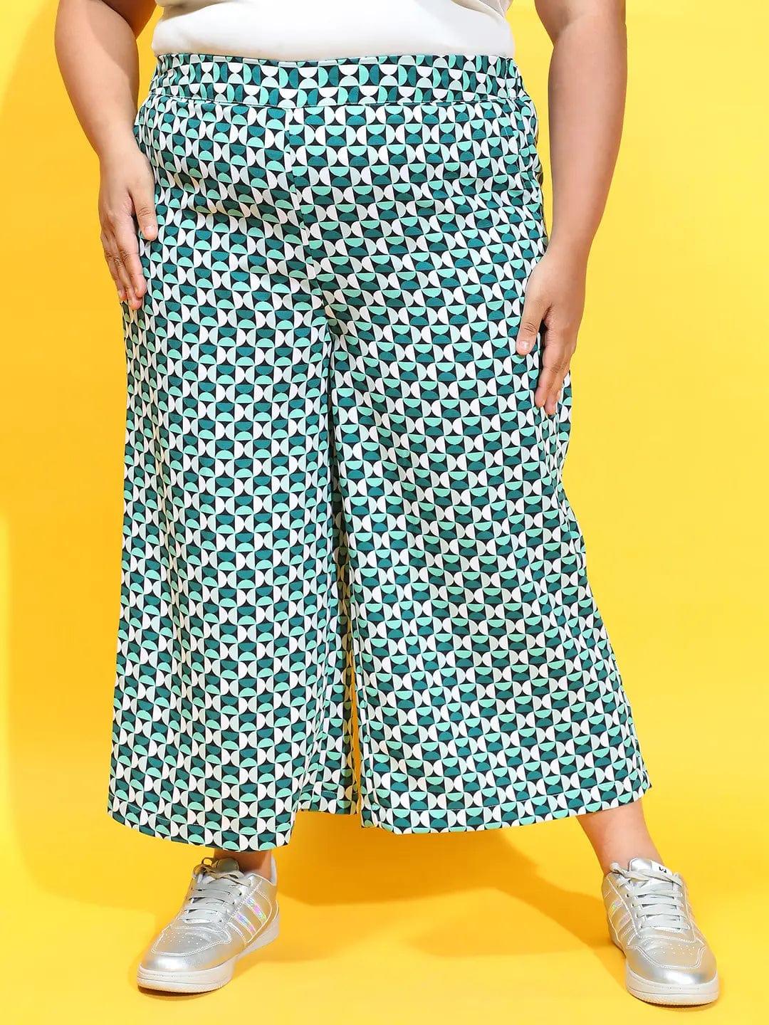 Multicolor Comfy Printed Elasticated Plus Size Culottes