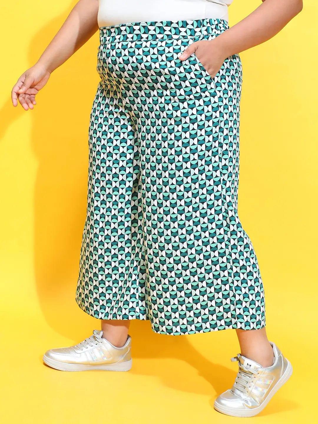 Multicolor Comfy Printed Elasticated Plus Size Culottes