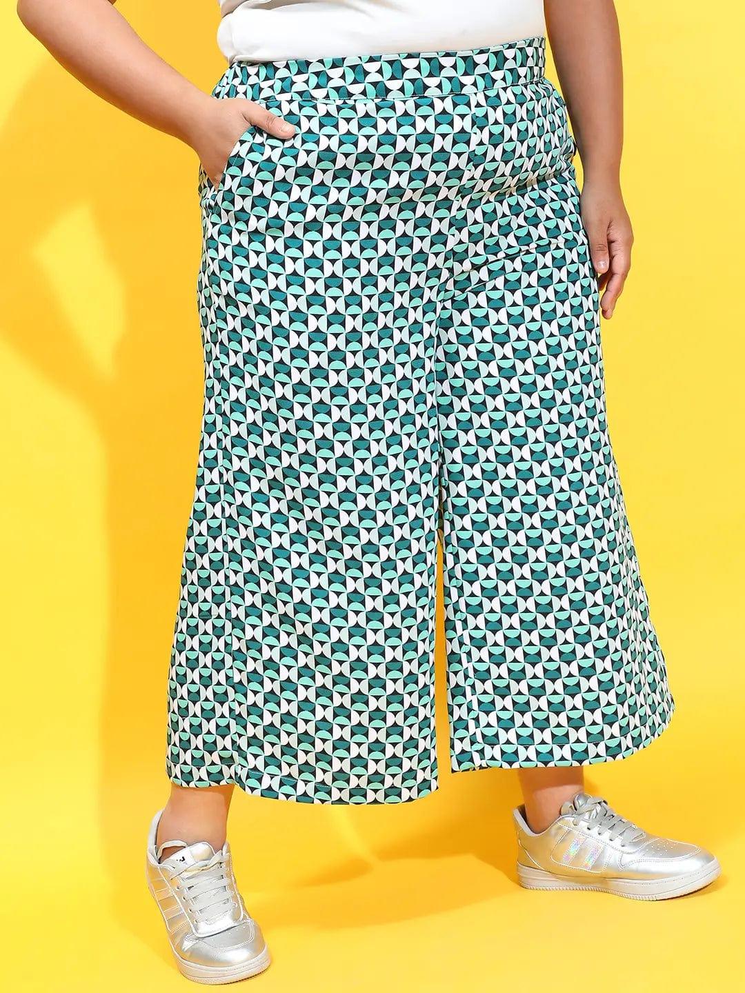 Multicolor Comfy Printed Elasticated Plus Size Culottes