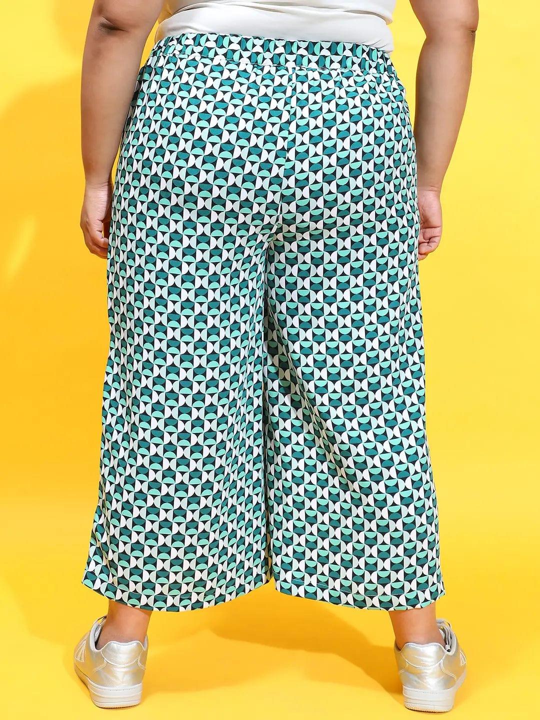 Multicolor Comfy Printed Elasticated Plus Size Culottes