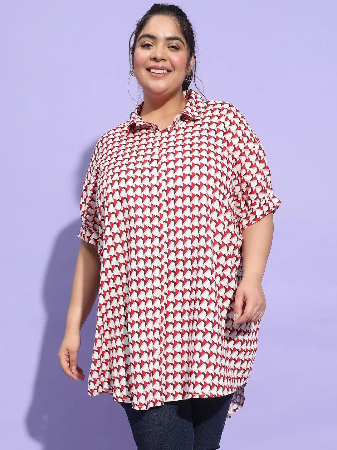 Multicolor Check Print Baggy Style Plus Size Shirt