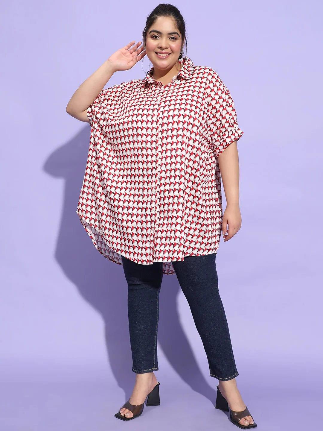 Multicolor Check Print Baggy Style Plus Size Shirt