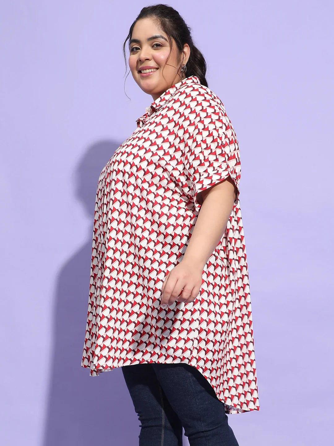 Multicolor Check Print Baggy Style Plus Size Shirt