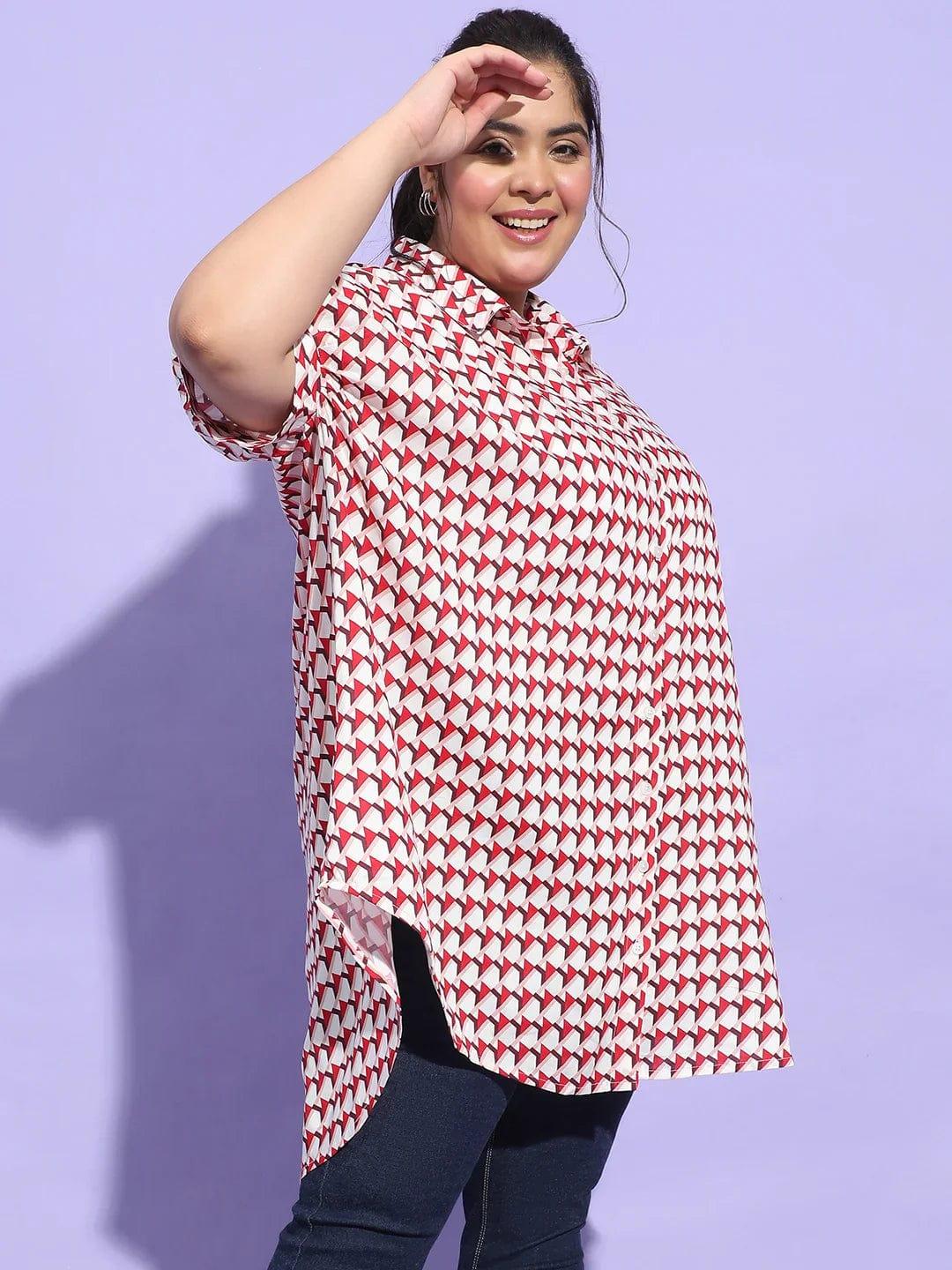 Multicolor Check Print Baggy Style Plus Size Shirt