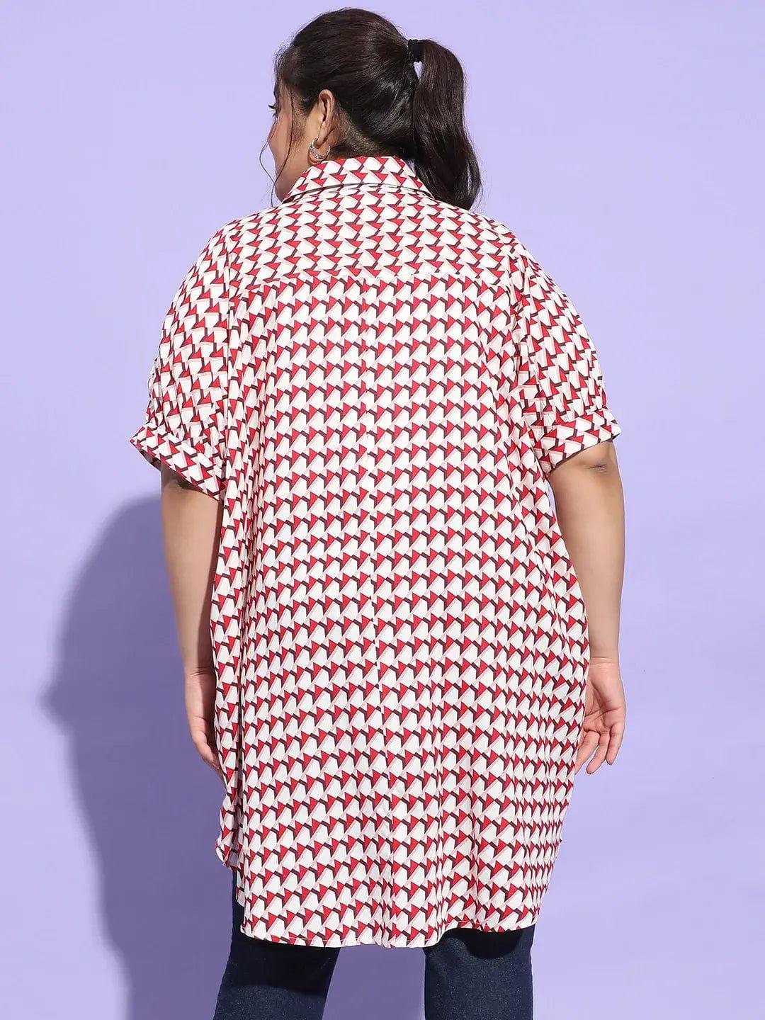 Multicolor Check Print Baggy Style Plus Size Shirt