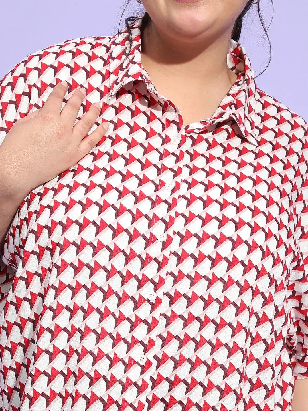 Multicolor Check Print Baggy Style Plus Size Shirt