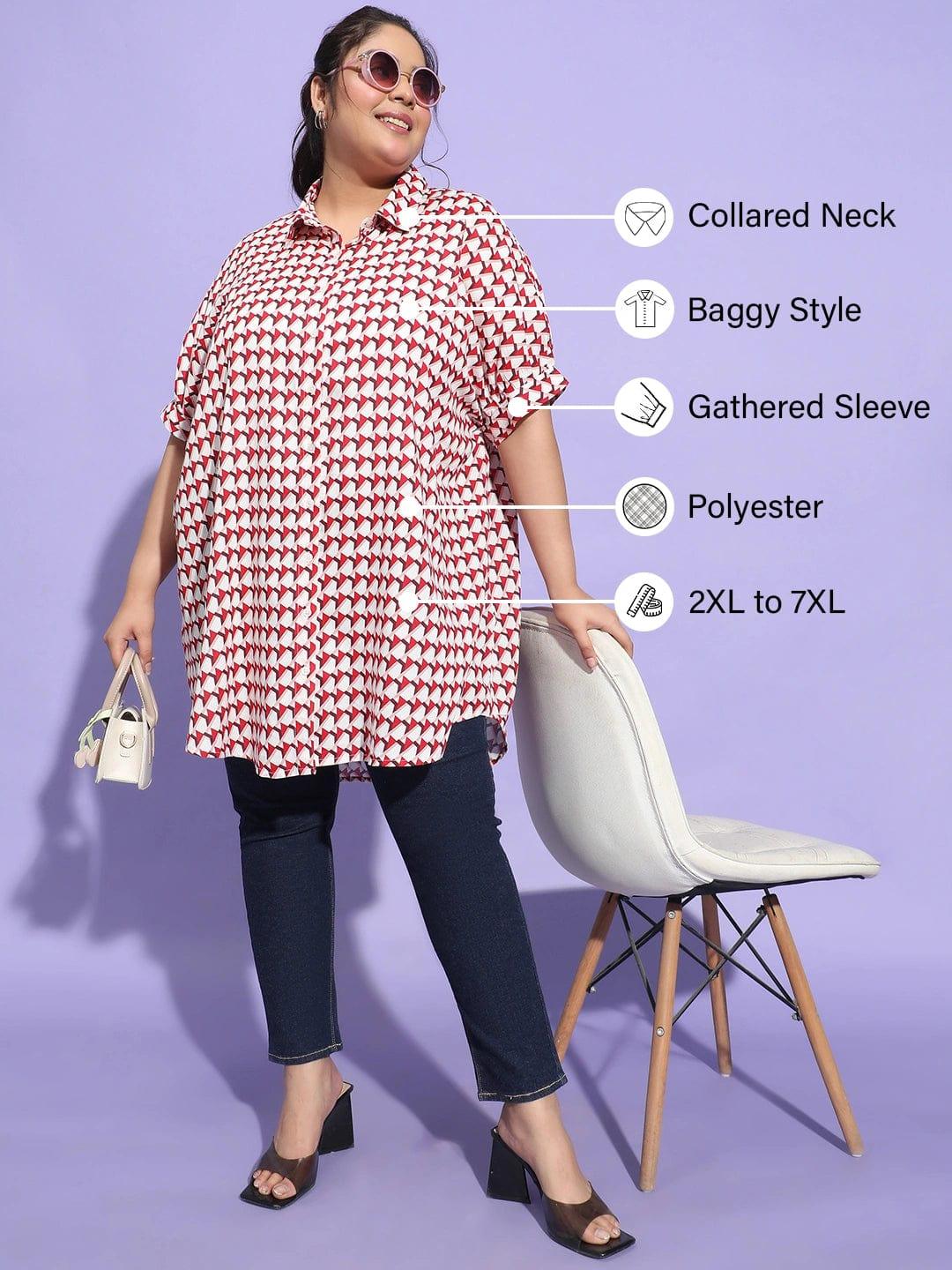 Multicolor Check Print Baggy Style Plus Size Shirt