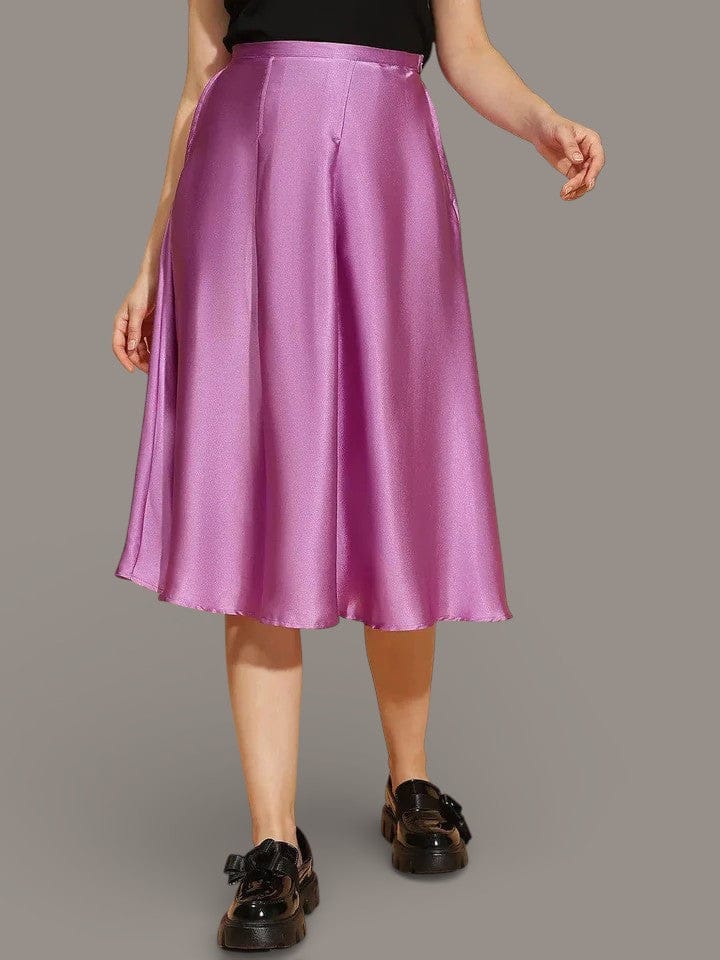 Peppy Purple Elasticated Women's Satin Skirt