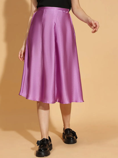 Peppy Purple Elasticated Women’s Satin Skirt