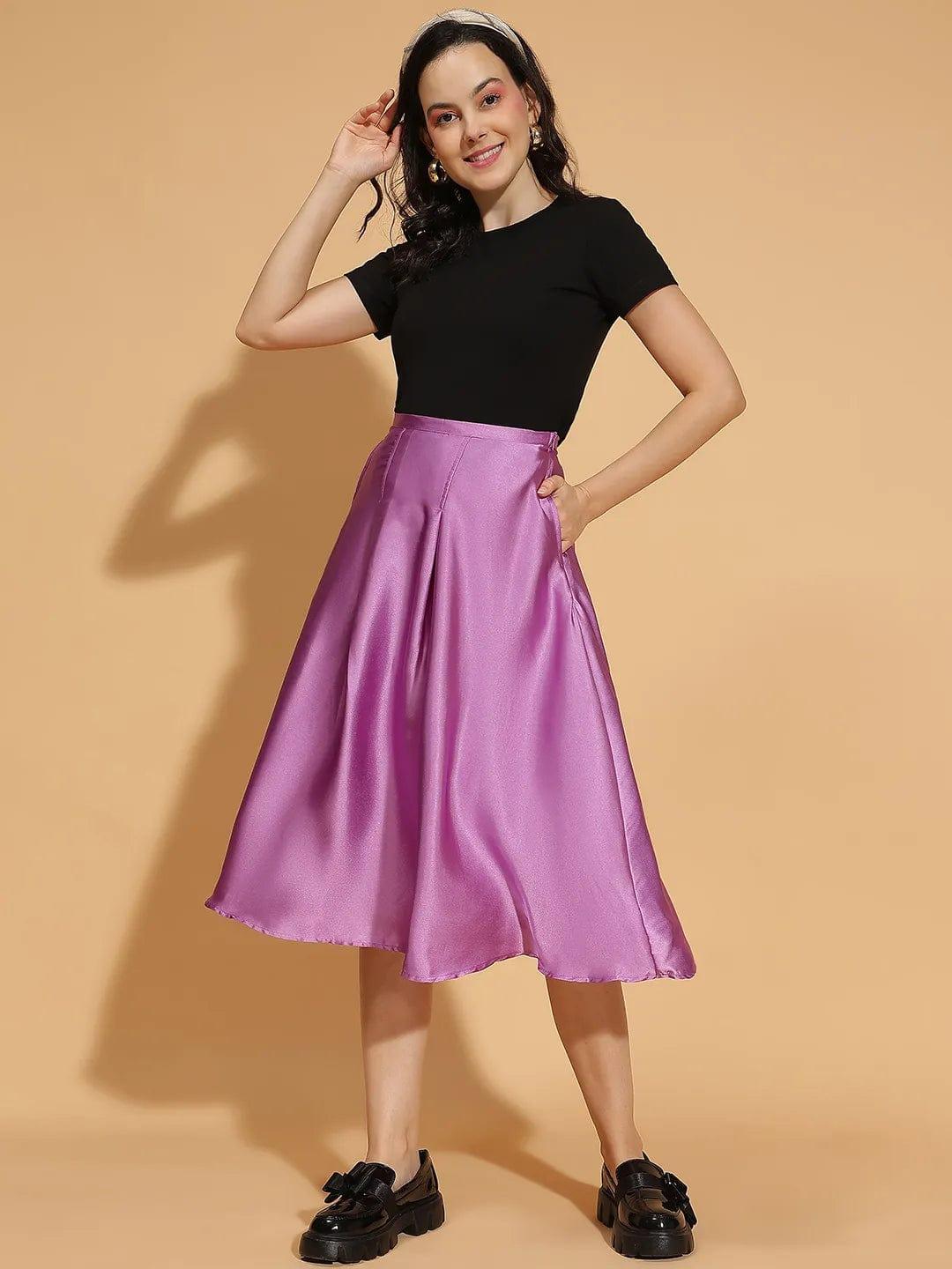 Peppy Purple Elasticated Women’s Satin Skirt