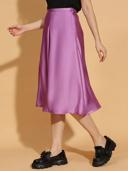 Peppy Purple Elasticated Women’s Satin Skirt