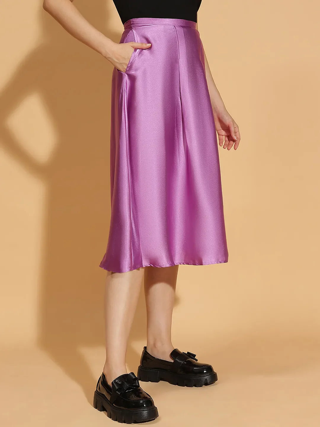 Peppy Purple Elasticated Women’s Satin Skirt