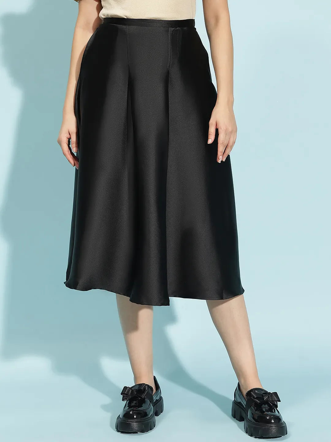 Party Black Elasticated Women’s Satin Skirt