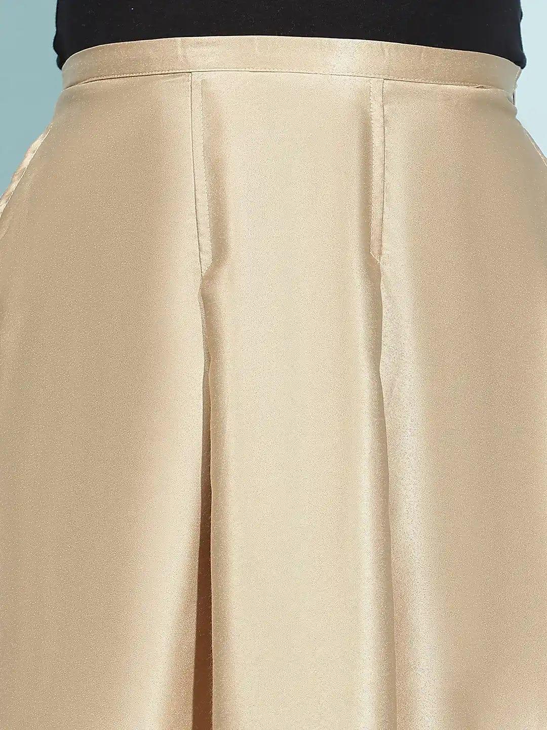 Quirky Beige Elasticated Women’s Satin Skirt for Comfort