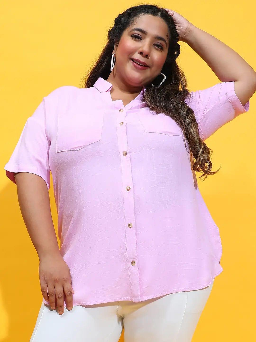 Kinky Purple Collared Button-Down  Plus Size Shirt